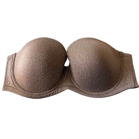 NWT Delimira Tan Strapless Underwire Bra 42DD W593 Convertible Coffee Heather - Picture 2 of 11